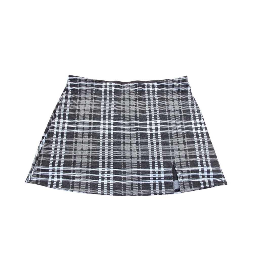 American Eagle Grey Plaid Skort Size Large A-Line Mini Skirt Built-in Shorts